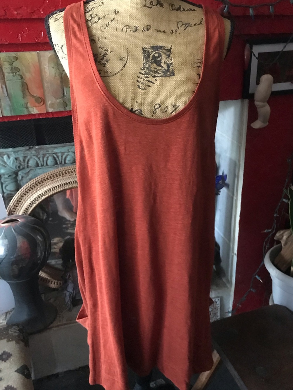 Eileen Fisher Rust Orange Sleeveless Women's Tank Dress w/2 pockets!